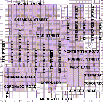Image: Map showing location of Coronado Historic District